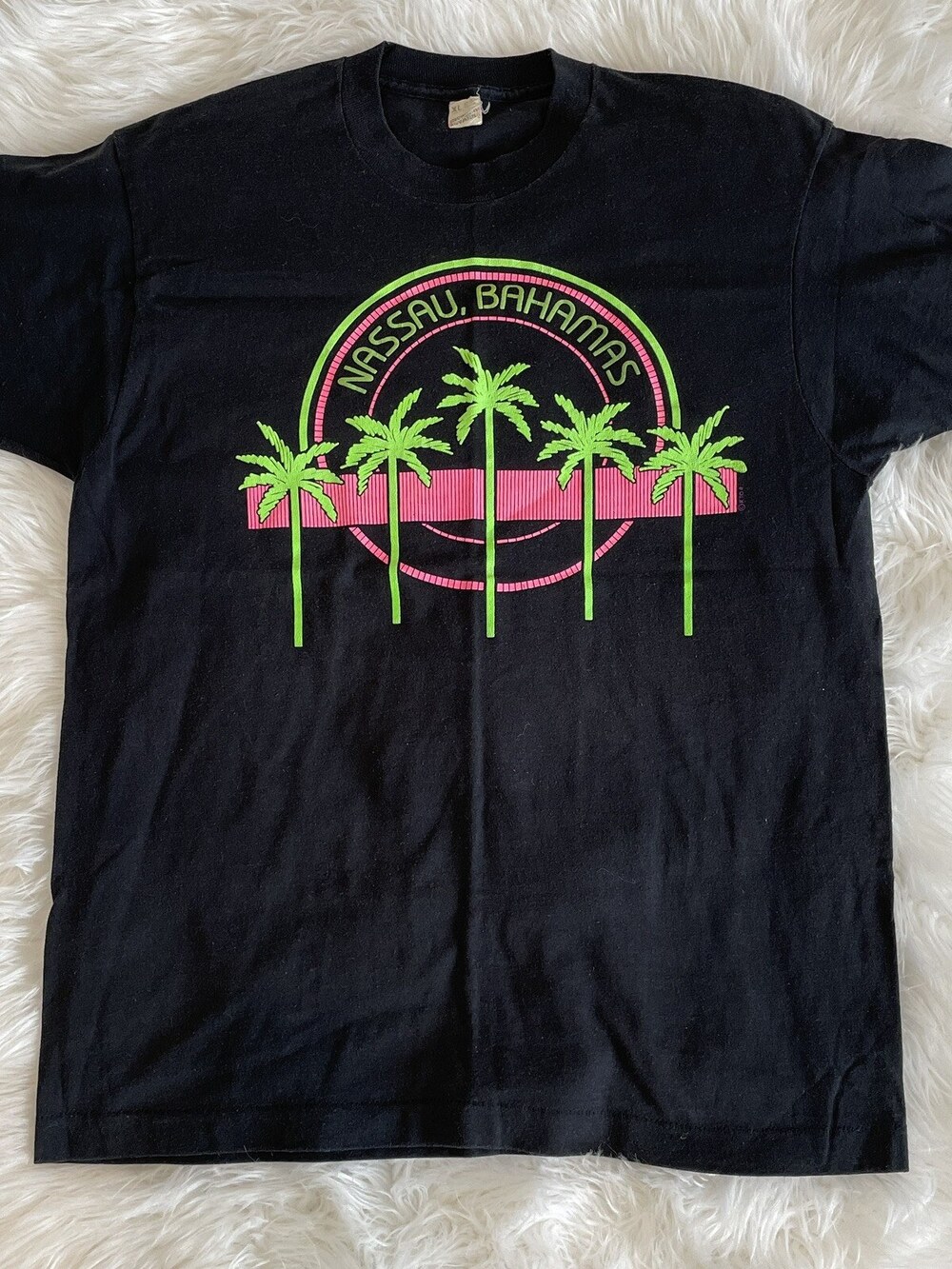 Vintage Screen Stars T-Shirt Black Single Stitched Nassau Bahamas Men's XL